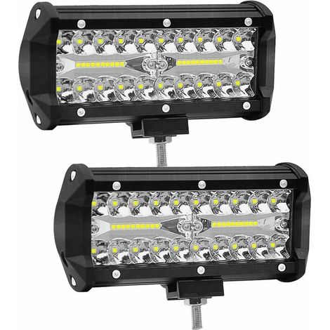 Faro da lavoro a LED da 2 pezzi da 7 pollici Faretto da 120 W Faretto da lavoro per auto 12 V/24 V 6000 K 15000LM Fendinebbia (1/5)