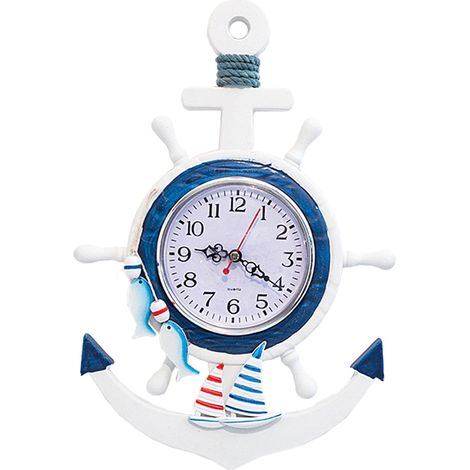 Horloge murale ancre - 33 cm de haut, 23 cm de large - petite horloge murale avec un poisson chaque année (1/5)