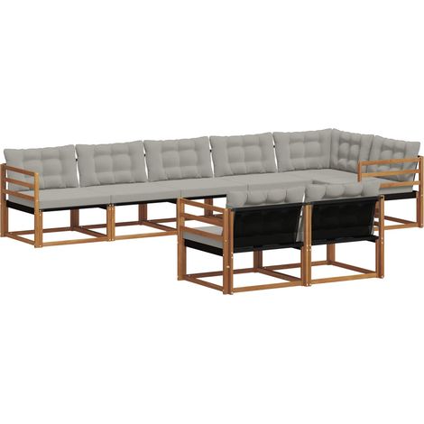 Ensemble de canapés d'extérieur 8 pcs Salon de jardin Gris Naturel et Clair (1/5)