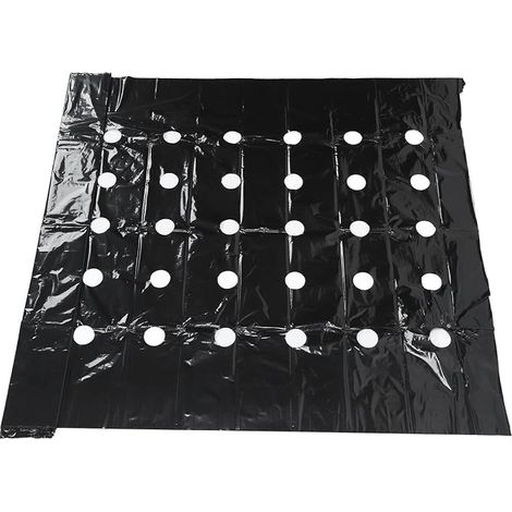 Paillis perforé pour Serre, Film de Paillis en Plastique Noir PE 0,95 X 10 M, Couverture de Plantation Pré-perforée avec Isolation Thermique, Résistance à la Déchirure pour Rangées de (1/4)