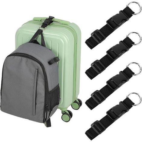Paquete de 4 correas de liberación rápida de nailon negro para equipaje y mochilas (1/5)