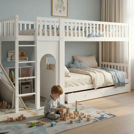 Etagenbett Kinderbett 90x200 mit Leiter und Geländer OKMYHOME (1/5)