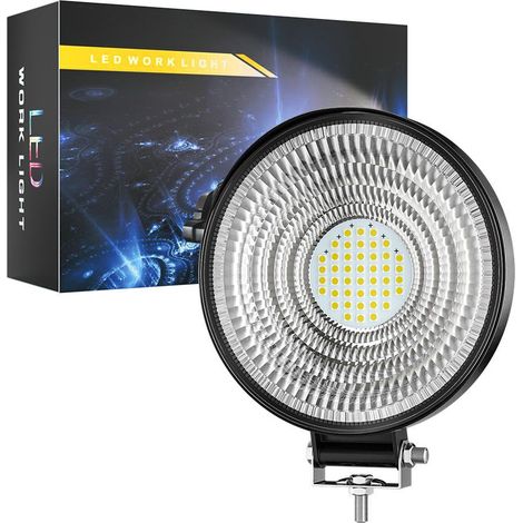 Projecteur de Travail LED Rond 4 Pouces 132W 44LED 3200LM IP65 9-30V Blanc Froid Faisceau Concentré Feu Auxiliaire pour 4x4 Camion Moto Bateau Engin de Chantier(4pcs) (1/5)