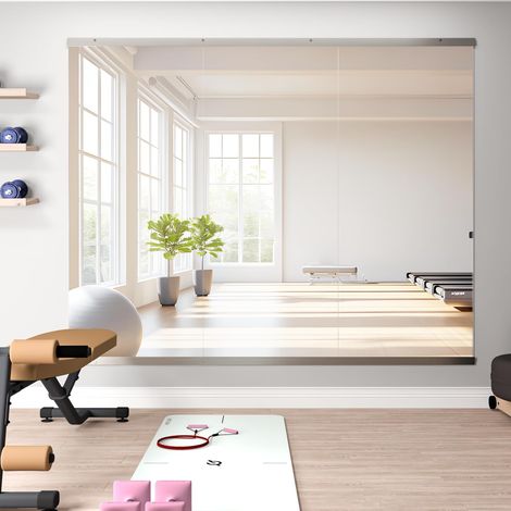 Cassilando – Miroir de gymnastique 143 x 60 cm – Verre trempé sans cadre – Fixation murale – Pour salle de sport et studio de danse