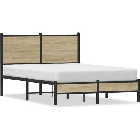 Lit double  Lit adulte  Cadre de lit en métal sans matelas chêne sonoma 120x190 cm (1/5)