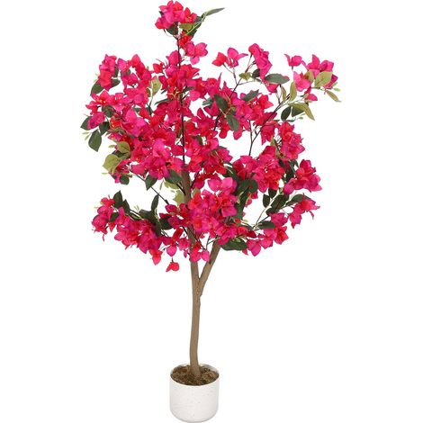 Bougainvillier artificiel 120 cm avec tronc naturel – Fleurs roses tréflées, plante réaliste en pot – Pour jardin, balcon & intérieur (1/4)