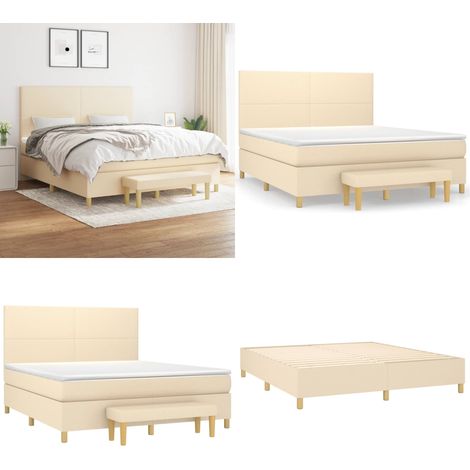 Boxspringbett mit Matratze Creme 160x200 cm Stoff - Boxspringbett - Doppelbett - Cremefarbenes Bett - Betten Mit Kopfteil - Federkernmatratze - Home & Living (1/5)