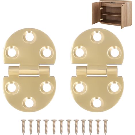 Charnière en laiton à bord rond, charniere porte placard,2 charnières en cuivre à 180 degrés avec mini charnières à rabat à vis,Charnièress Rabattable pour table pliable, 47 x 30 mm (1/5)