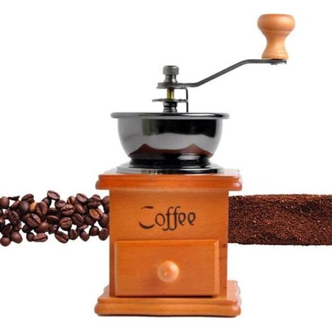 Moulin À Café - Manuel - Meule Céramique - Bois - Portable - Marron - 1 Pièce (1/4)
