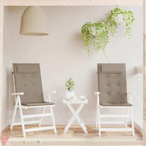361898 Coussins de chaise à dossier haut lot de 2 taupe tissu oxford (1/5)
