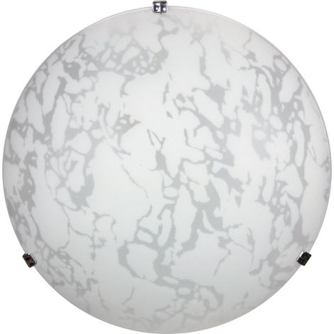 Plafoniera 1xE27 Ganci Cromo Vetro Lastra Bianco Decorato Marmo E-Energy Maida (1/2)