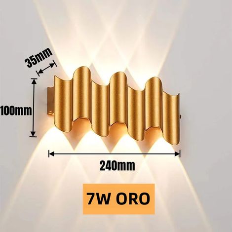 Applique murale LED étanche (blanc froid 7 W, couleur or) avec fonction d'éclairage vers le haut et vers le bas (1/2)