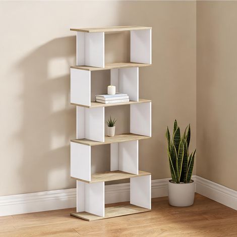 SunJet Bibliothèque, étagère de rangement, scandinave 5 étagères - Réf. DX103P1EW10R (1/5)
