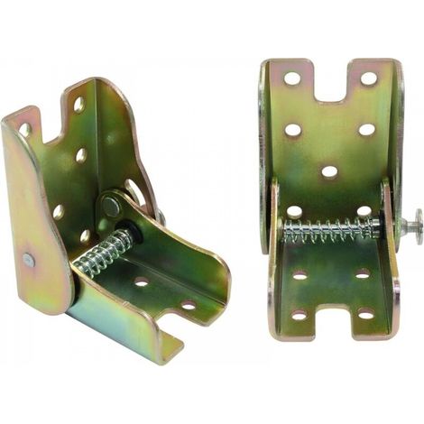 Lot de 2 charnières à 90 degrés robustes, dorées, autobloquantes, pour établi pliant, pour pieds pliants, lits, meubles (1/5)