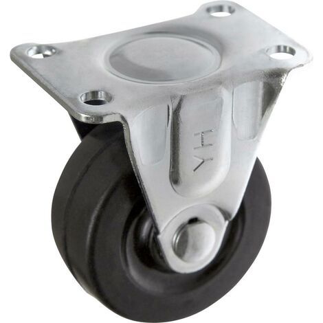 TOOLCRAFT TO-5137890 Roulette fixe en caoutchouc 50 mm avec plaque de fixation Capacité de charge (m (1/4)
