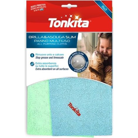 Tonkita Paños Brilla&Seca Slim de Microfibra Multiusos 29x29 cm - 2 Piezas