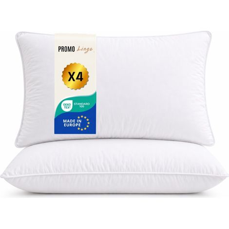 Promo Linge Oreiller Moelleux Premium – Enveloppe Microfibre Douce et Garnissage 100% Fibres Creuses Polyester - 50x70 cm - Lot de 4