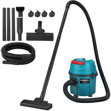 Aspiradora para agua y polvo 10 l, aspiradora industrial con manguera flexible de 2 m, sin batería