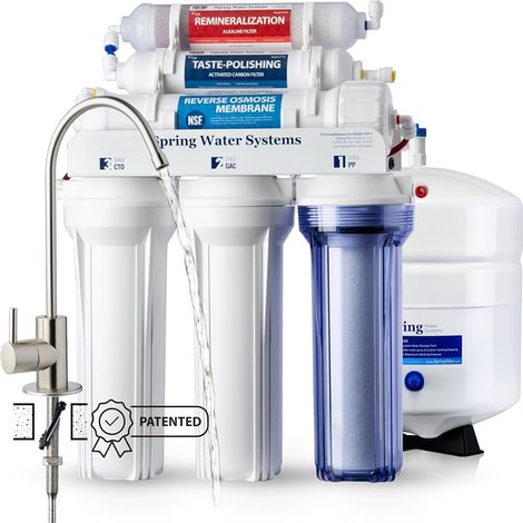 iSpring RCC7AK Sistema de Ósmosis Inversa 75 GPD Certificado NSF 58, 6 Etapas con Remineralización pH+, Bajo Fregadero