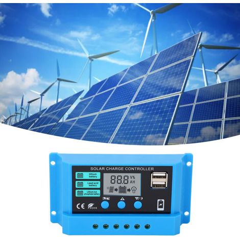 12 V and 24 V solar photovoltaic charger, adaptable energy consumption, LCD panel, PWM solar controller, 30 A solar panel regulator, DUBUNS