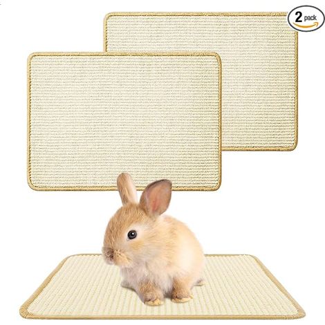 Tapis Lapin, Tapis Sisal de Soin des Griffes et des Dents pour Cages Lapin Tapis en Sisal Planches à Gratter, Lapins Accessoires pour Rongeurs Protège Les Canapés de Literie pour Mordre (1/5)