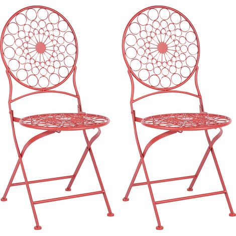 Conjunto de 2 sillas de balcón de metal rojo retro francés exterior Scario