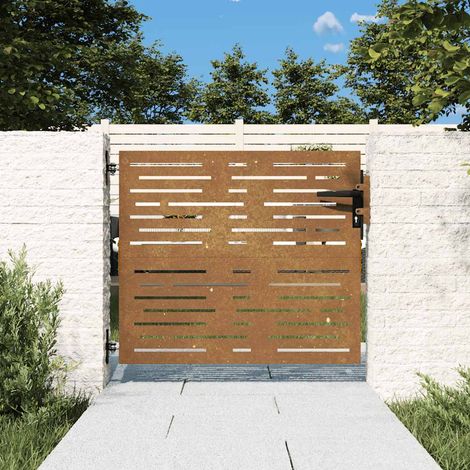 Portail de jardin 85 x 100 cm en acier Corten, forme carrée