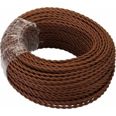 Câble Electrique Textile 10M,Rétro torsadé fil tressé,Fil de cuivre recouvert de lin 2 noyaux(2x0,75 mm²),Pour DIY Pendentif Lampe/Café (1/3)