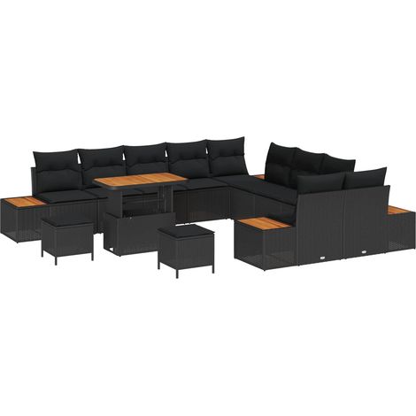 Garden Sofa Set with Cushion 13 pcs Black vidaXL (1/5)
