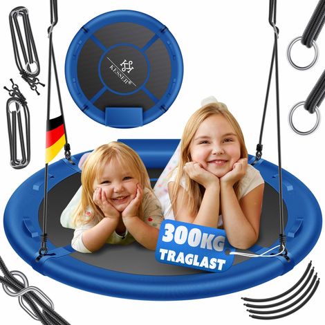 KESSER® Nestschaukel Tellerschaukel Hängeschaukel Rundschaukel Schaukel verstellbar Garten-Schaukel Kinderschaukel Indoor - Outdoor-Schaukel für Kinder und Erwachsene Blau / 100cm