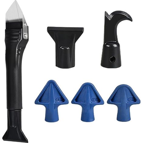 Kit de nettoyage des coutures et raclette, 1 grattoir à colle double face en plastique, avec 6 embouts de grattoir à colle, pour la réparation de murs (1/5)