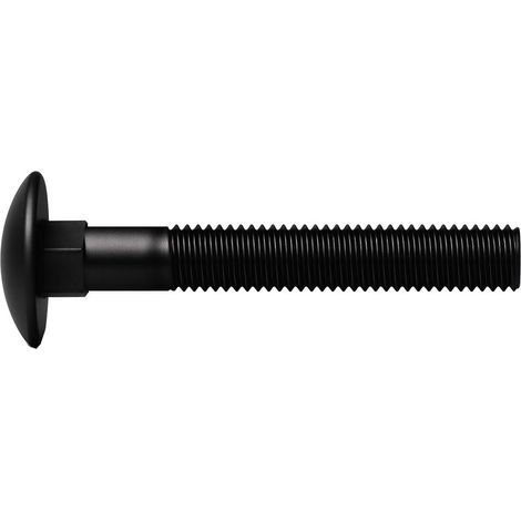 100 Vis tête ronde collet carré zingués Noir - longueur 70 mm mm - Diamètre 7 mm mm