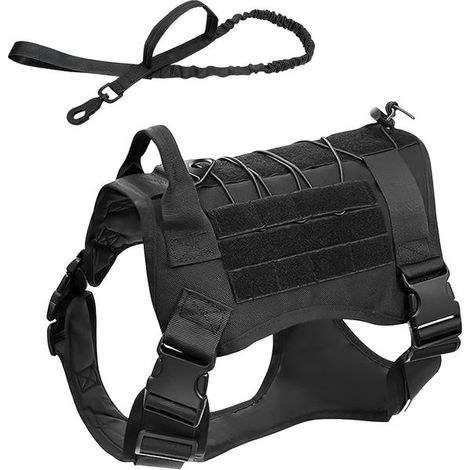 Filiyano-Ensemble harnais et laisse tactiques pour chien wxsp (2 pièces) - Harnais pour chiens moyens avec laisse pour l'entraînement, la marche et la (1/5)