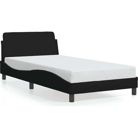 Lit Adulte Lit Contemporain Cadre de lit - noir 100x200 cm tissu fr27152 (1/5)