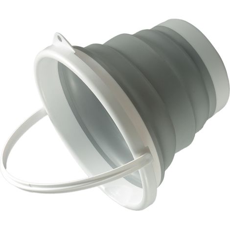 Seau à eau pliable en TPR PP 10L, portable et robuste, pour lavage de voiture et jardin (gris). (1/5)