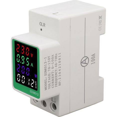 Compteur Énergie Numérique LED, Rail DIN 70-150V AC, Moniteur Tension Courant Fréquence Puissance, Analyseur Consommation Électrique (1/5)