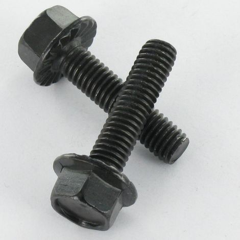 Vis métaux Tête hexagonale TH M6X12 Acier zingué noir Embase collerette crantée (1/2)