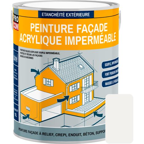 Peinture façade PROCOM crépi, façade à relief, imperméabilisation et protection des façades - Durable jusqu'à 10 ans F3F1EB 2.5 litres