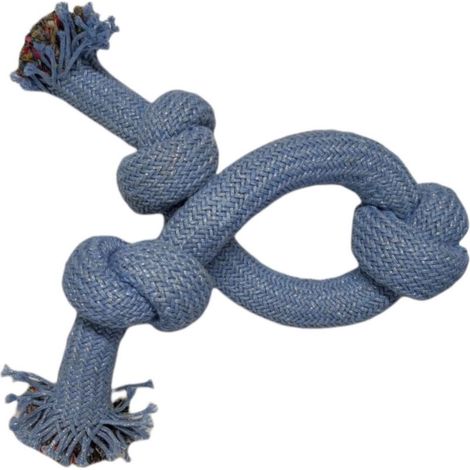 Corde, 3 nœuds, dimensions : 3 cm de diamètre x 50 cm de longueur, jouet pour chien. (1/5)