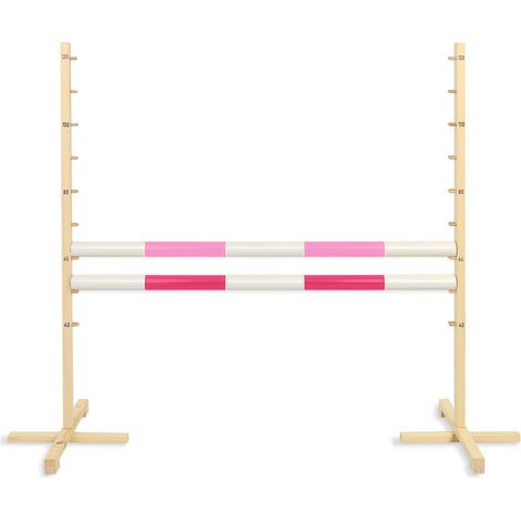 Sprunghindernis für Steckenpferde, 120 cm, zwei Balken – hellrosa und dunkelrosa (1/5)