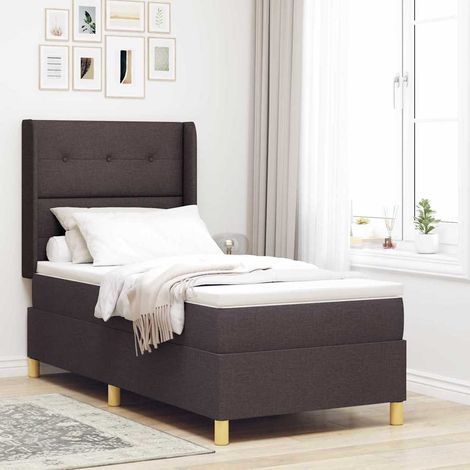 Boxspringbett mit LED-Lichtleisten Braun 80 x 200 cm Stoff