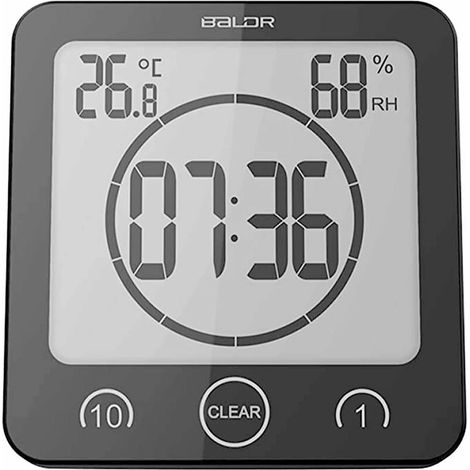 MINKUROW Reloj De Ducha Digital Con Temporizador - Temporizador De Ducha Impermeable Para Niños Y Adultos - Reloj De Baño Que Muestra La Hora Y La Temperatura - Reloj Digital Alimentado Por Batería Y (1/5)