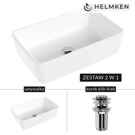 Vasque à poser Helmken 67448000 (48 x 29,5 po) blanche + bonde clic-clac chromée (1/5)