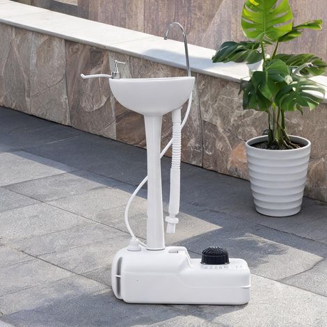 Lavabo de camping portable gris en plastique 51 x 34 x 103 cm (1/5)