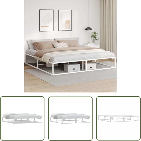 vidaXL Cadre de lit sans matelas blanc 200x200 cm métal (1/5)
