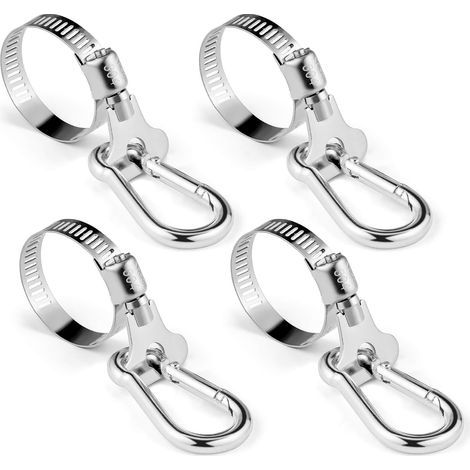 Mastschlaufe mit Karabiner, 4-teilige Mastbefestigung aus Edelstahl, verstellbarer Durchmesser von 19 bis 30 mm, geeignet für Gärten, Boote, Yachten, LKWs, Quads (1/5)
