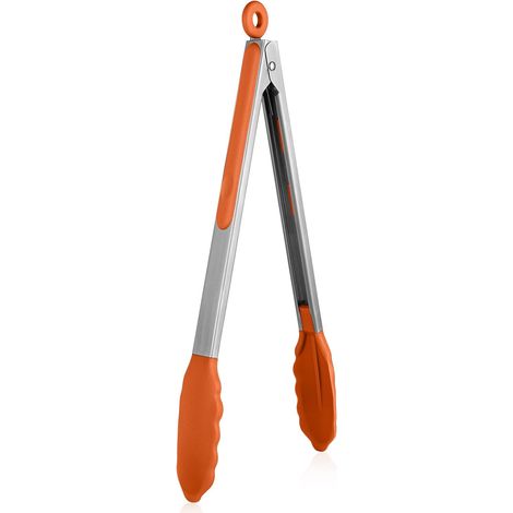 Pince de Cuisine Silicone, Résistant à 250℃, 30cm, Orange (1/5)