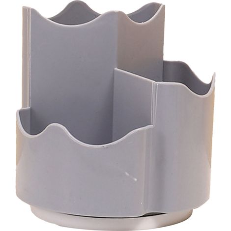 Organisateur de bureau porte-stylos crayons rotatif 360° avec 3 compartiments rangement pinceaux maquillage pour bureau maison gris PET (1/5)
