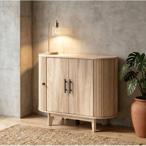 MEUBLIV Credenza 90x40 cm naturale – 4 ante e ripiano regolabile (1/5)