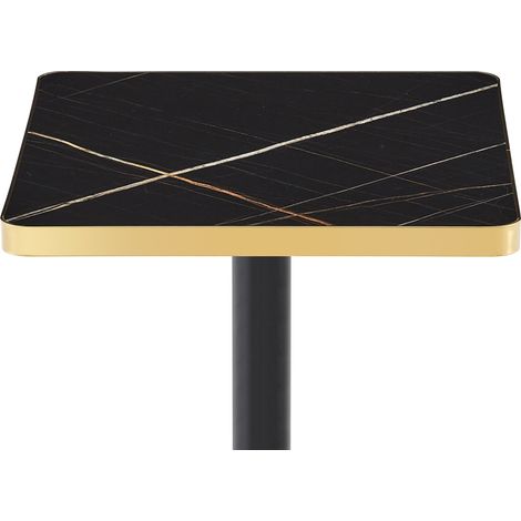 Table à manger carrée effet marbre noire 60x60 cm, plateau MDF, pied métal stable, idéale 2 à 4 personnes pour salle à manger, bistrot ou petit espace CHICFURN (1/5)
